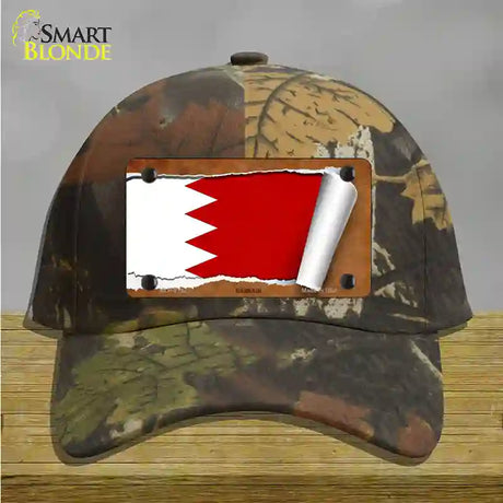 Bahrain Flag Scroll Novelty License Plate Hat Cotton / Camoflauge