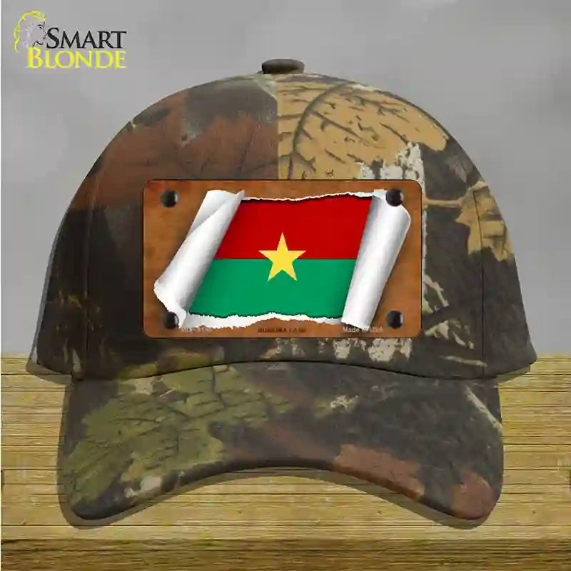 Burkina Faso Flag Scroll Novelty License Plate Hat Cotton / Camoflauge