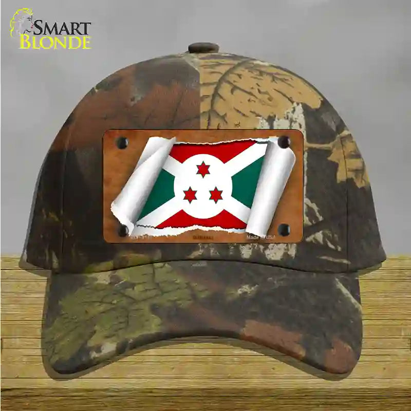 Burundi Flag Scroll Novelty License Plate Hat Cotton / Camoflauge