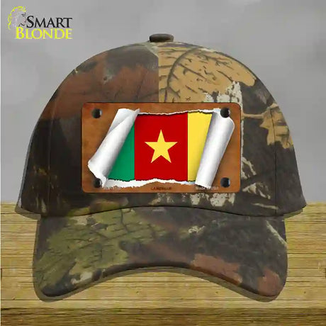 Cameroon Flag Scroll Novelty License Plate Hat Cotton / Camoflauge