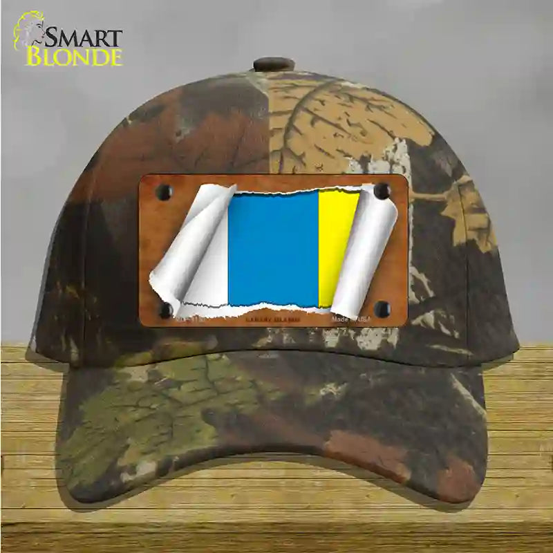 Canary Island Flag Scroll Novelty License Plate Hat Cotton / Camoflauge