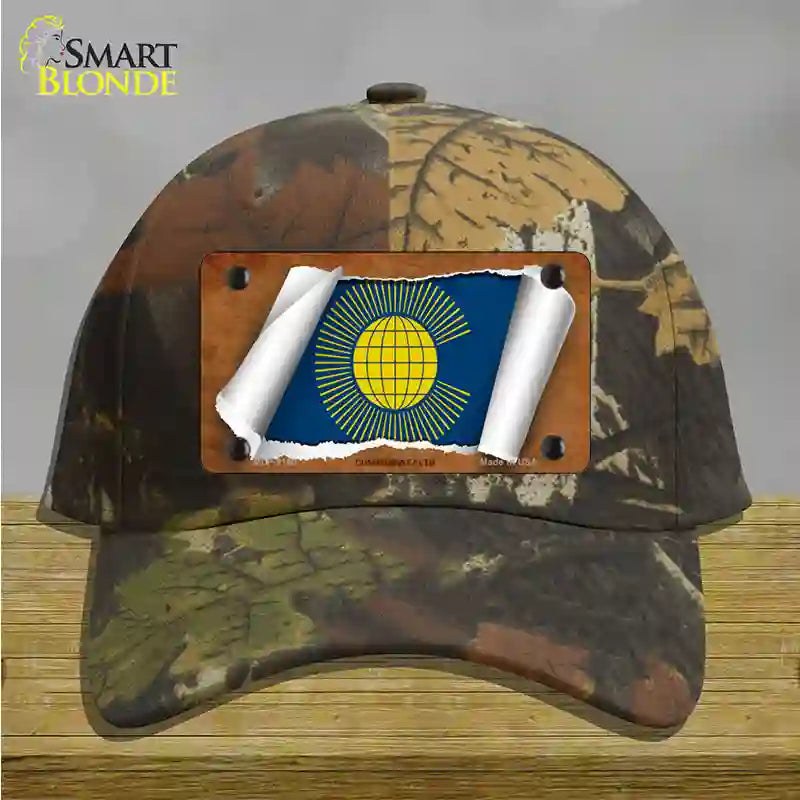 Commonwealth Flag Scroll Novelty License Plate Hat Cotton / Camoflauge