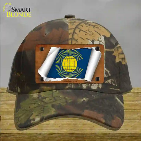 Commonwealth Flag Scroll Novelty License Plate Hat Cotton / Camoflauge