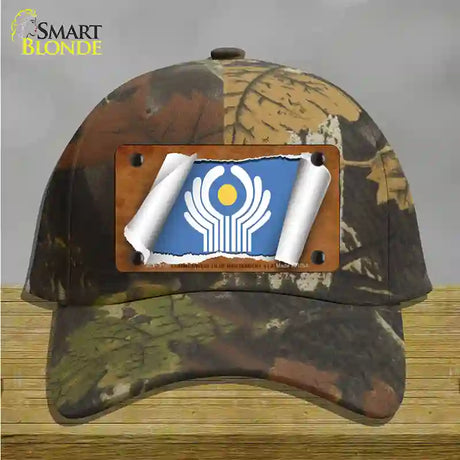 Commonwealth of Independent States Flag Scroll Novelty License Plate Hat Cotton / Camoflauge