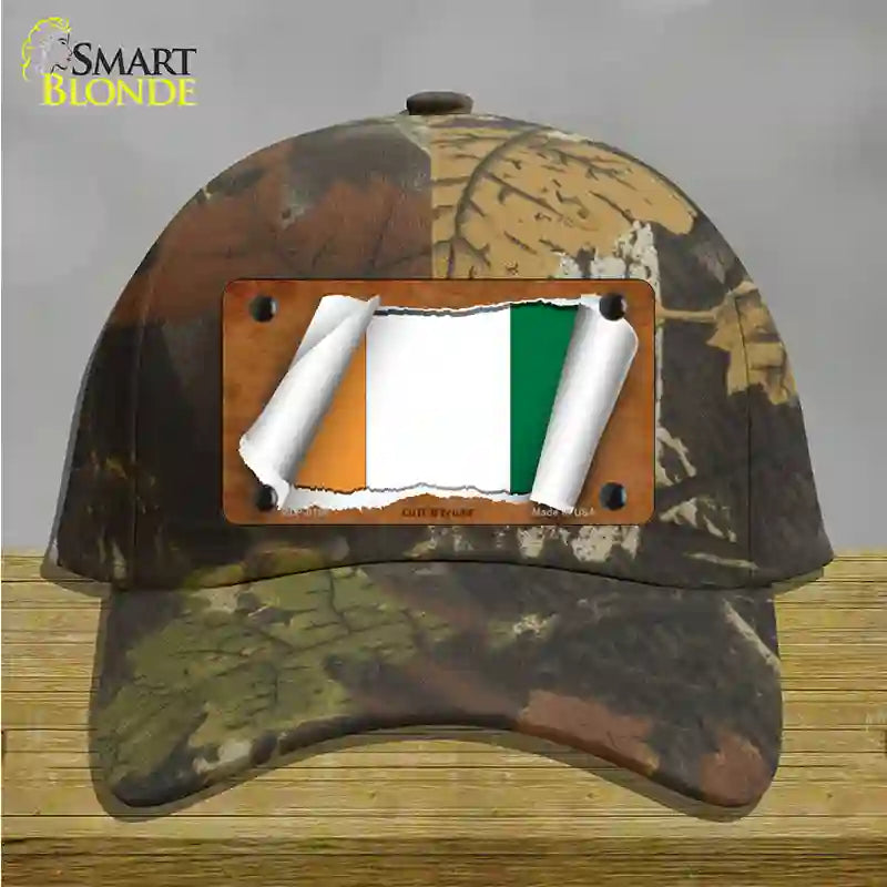 Cote DIvoire Flag Scroll Novelty License Plate Hat Cotton / Camoflauge