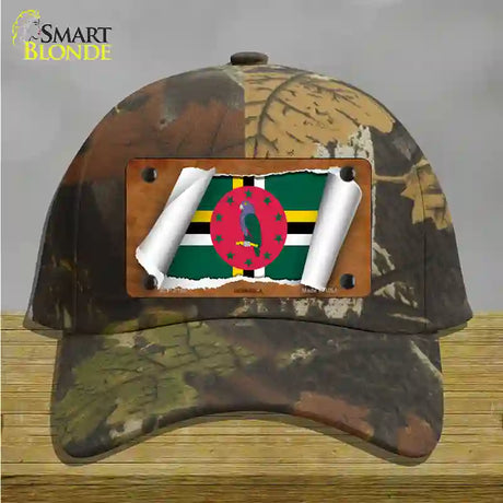 Dominica Flag Scroll Novelty License Plate Hat Cotton / Camoflauge