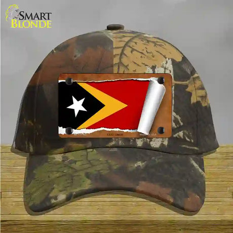 East Timor Flag Scroll Novelty License Plate Hat Cotton / Camoflauge