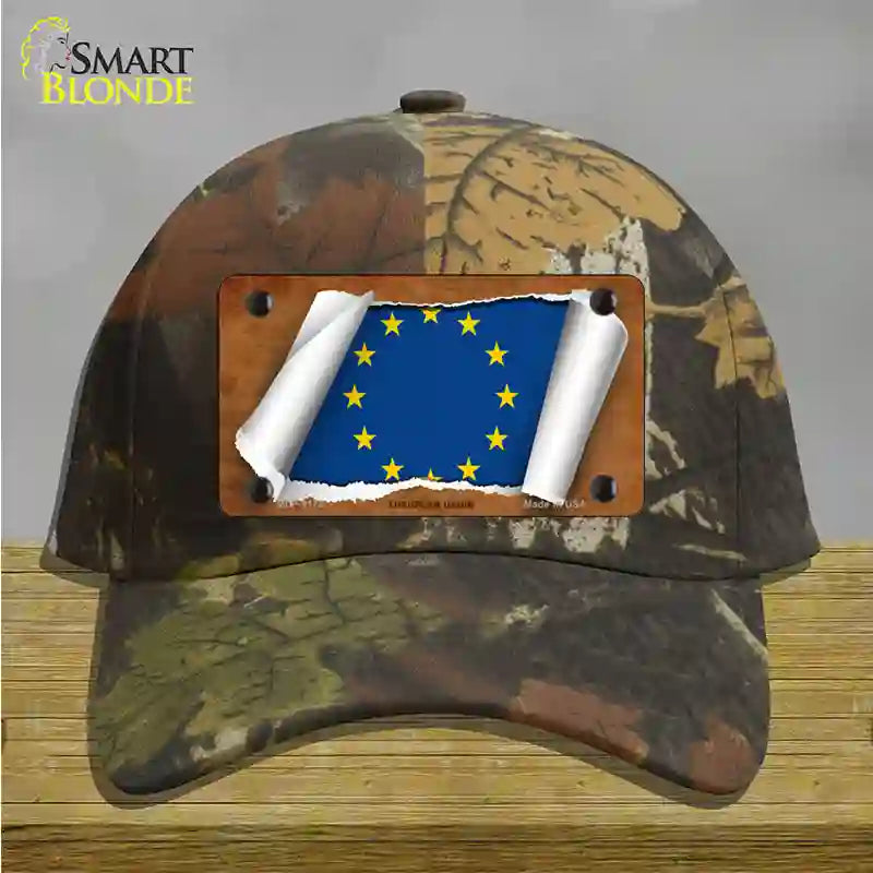 European Union Flag Scroll Novelty License Plate Hat Cotton / Camoflauge