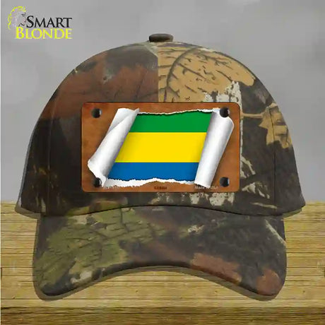 Gabon Flag Scroll Novelty License Plate Hat Cotton / Camoflauge