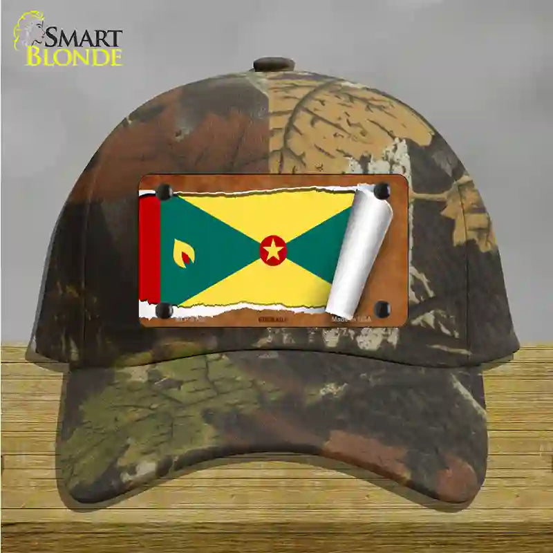 Grenada Flag Scroll Novelty License Plate Hat Cotton / Camoflauge