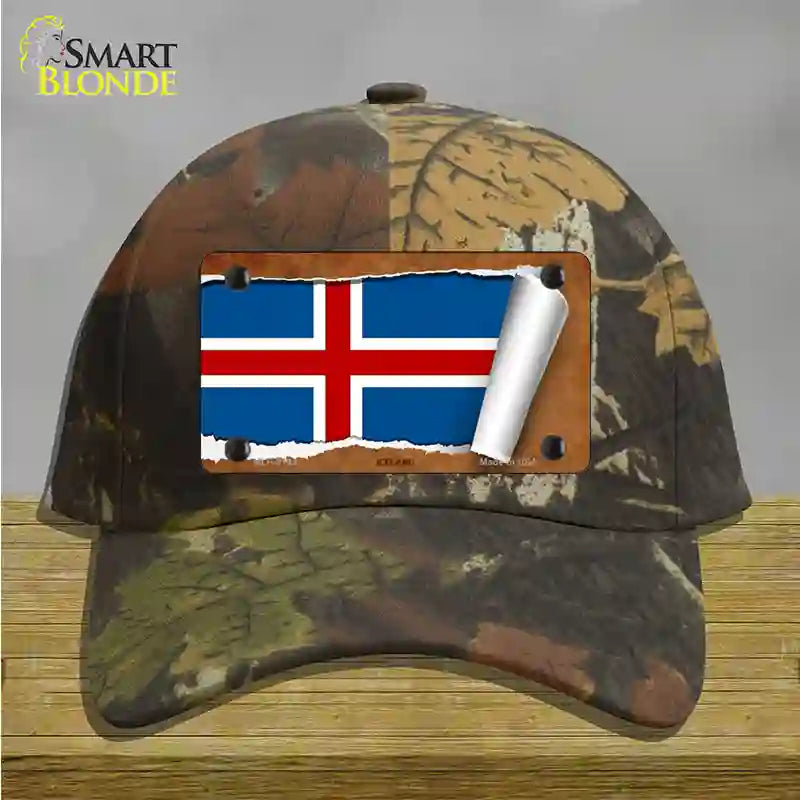 Iceland Flag Scroll Novelty License Plate Hat Cotton / Camoflauge