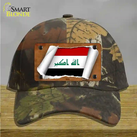 Iraq Flag Scroll Novelty License Plate Hat Cotton / Camoflauge