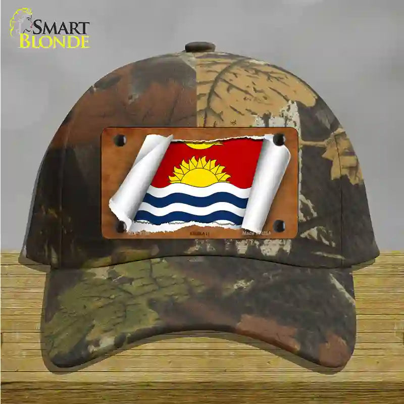 Kiribati Flag Scroll Novelty License Plate Hat Cotton / Camoflauge