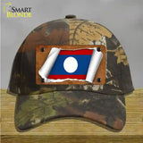 Laos Flag Scroll Novelty License Plate Hat Cotton / Camoflauge