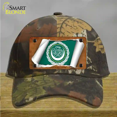 League of Arab States Flag Scroll Novelty License Plate Hat Cotton / Camoflauge