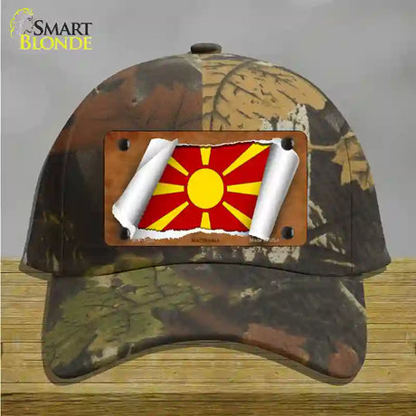 Macedonia Flag Scroll Novelty License Plate Hat Cotton / Camoflauge