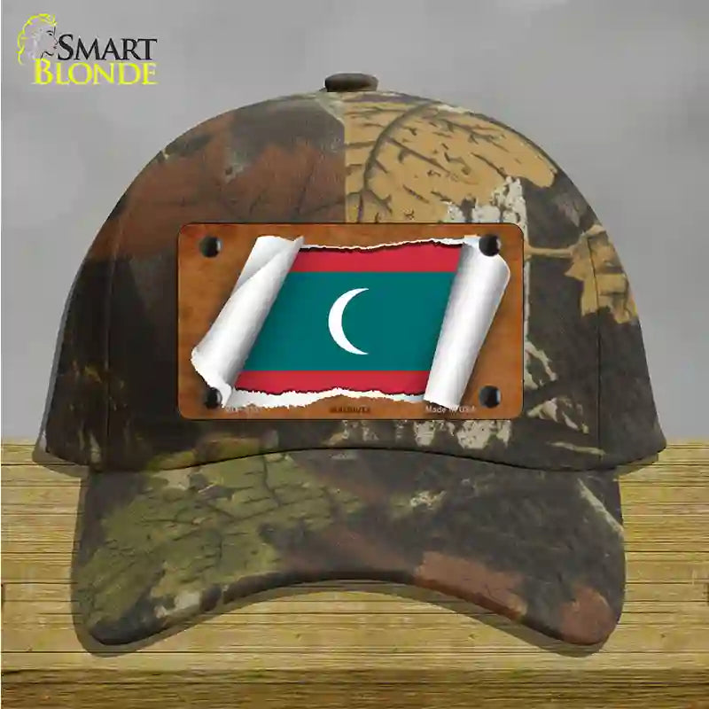 Maldives Flag Scroll Novelty License Plate Hat Cotton / Camoflauge