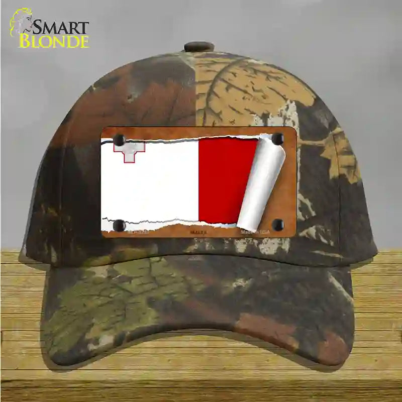 Malta Flag Scroll Novelty License Plate Hat Cotton / Camoflauge