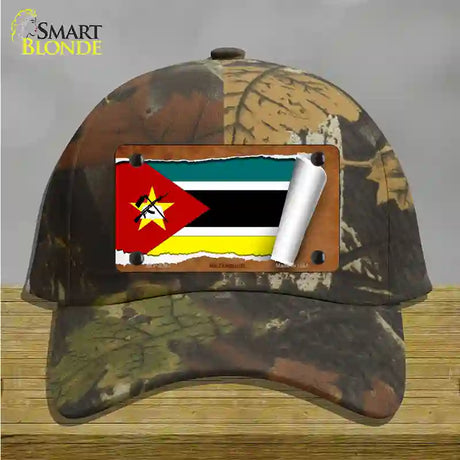 Mozambique Flag Scroll Novelty License Plate Hat Cotton / Camoflauge