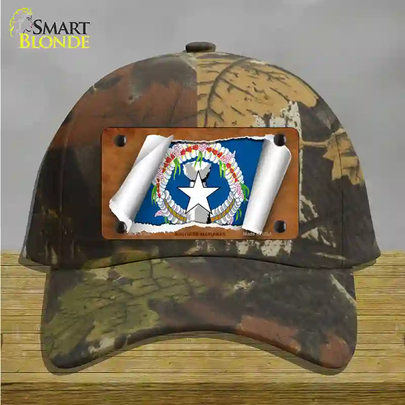 Northern Marianas Flag Scroll Novelty License Plate Hat Cotton / Camoflauge