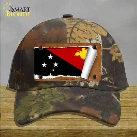 Papua New Guinea Flag Scroll Novelty License Plate Hat Cotton / Camoflauge