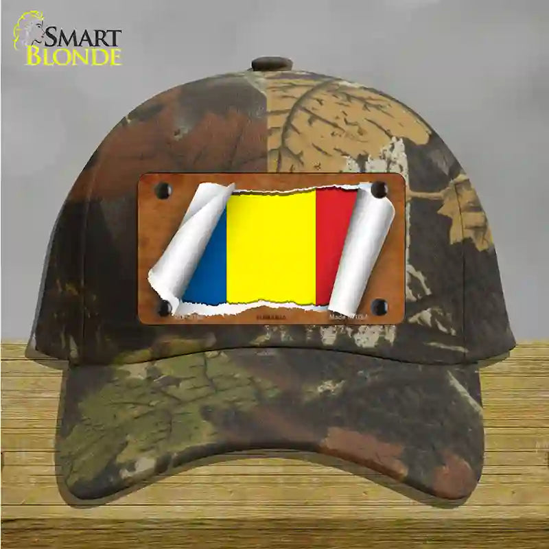 Romania Flag Scroll Novelty License Plate Hat Cotton / Camoflauge