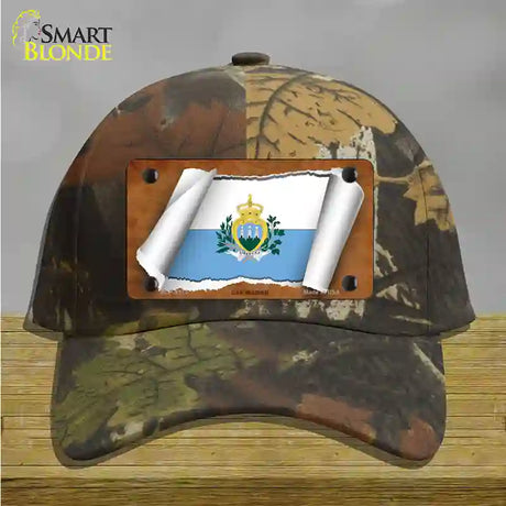 San Marino Flag Scroll Novelty License Plate Hat Cotton / Camoflauge