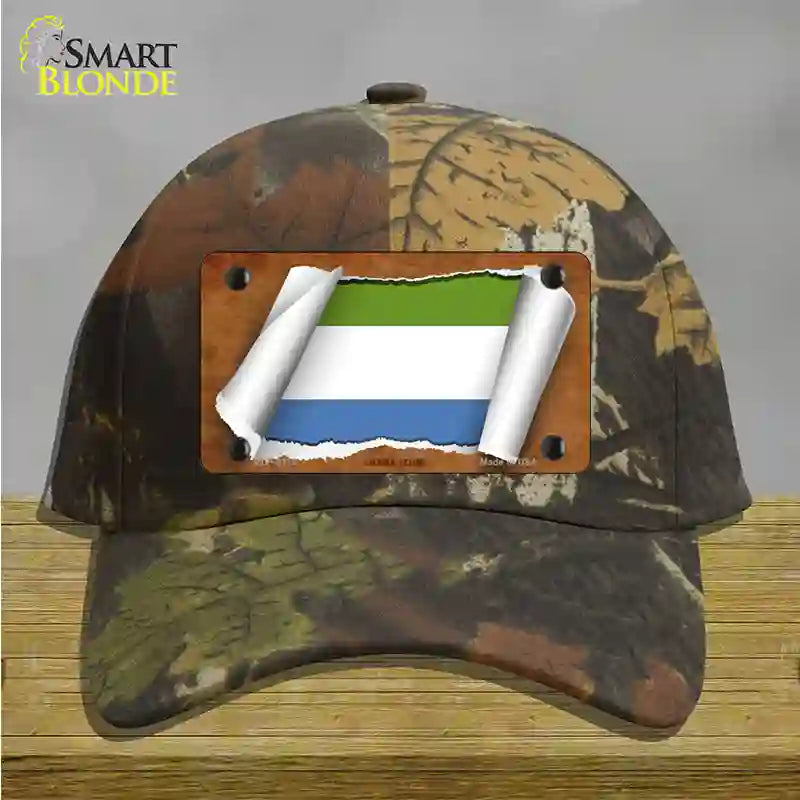 Sierra Leone Flag Scroll Novelty License Plate Hat Cotton / Camoflauge