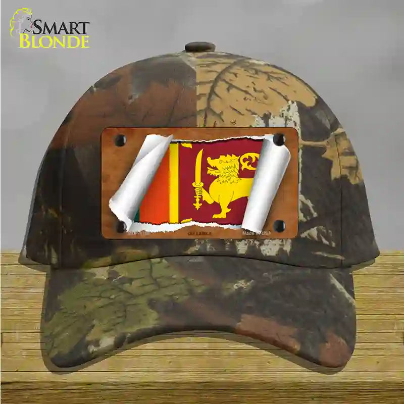 Sri Lanka Flag Scroll Novelty License Plate Hat Cotton / Camoflauge