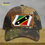 St Kitts-Nevis Flag Scroll Novelty License Plate Hat Cotton / Camoflauge