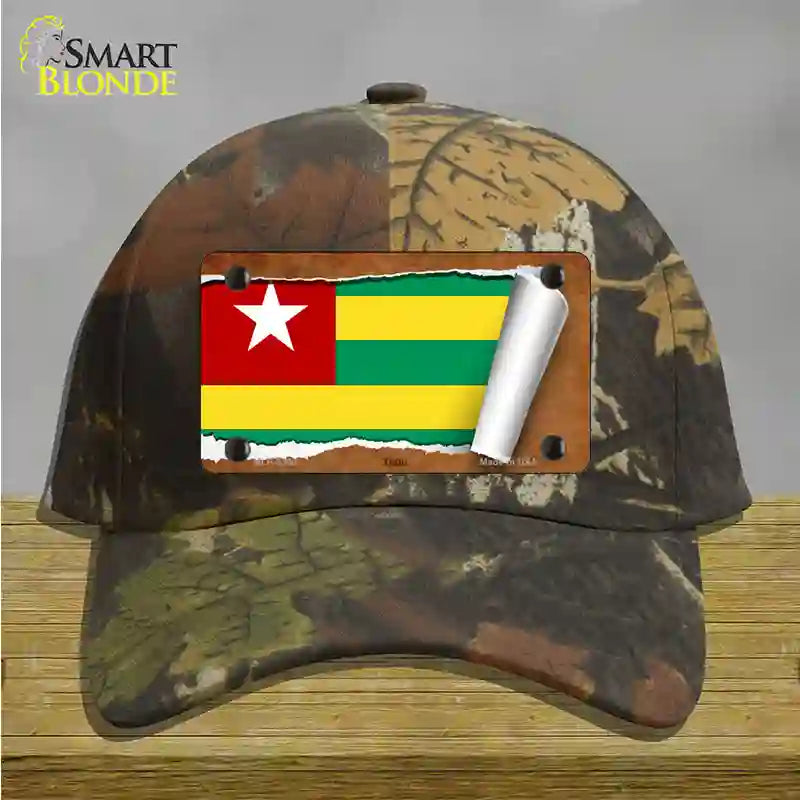 Togo Flag Scroll Novelty License Plate Hat Cotton / Camoflauge