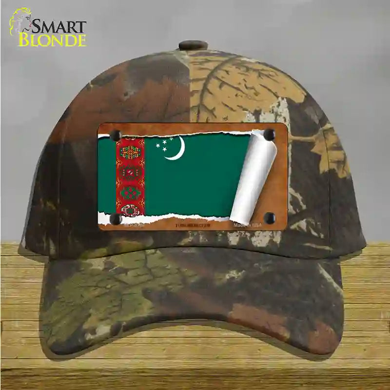 Turkmenistan Flag Scroll Novelty License Plate Hat Cotton / Camoflauge