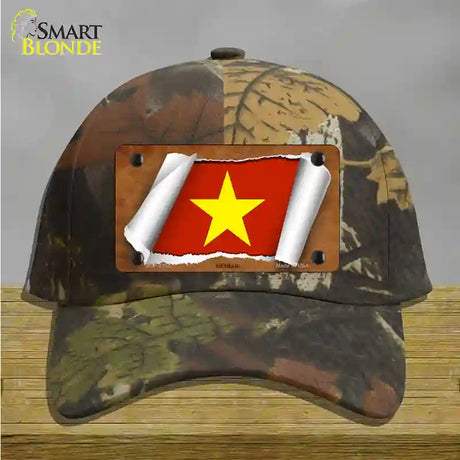 Vietnam Flag Scroll Novelty License Plate Hat Cotton / Camoflauge