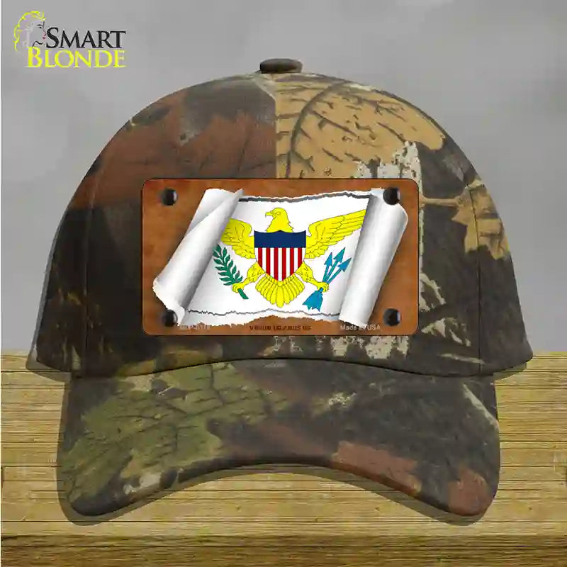 Virgin Islands US Flag Scroll Novelty License Plate Hat Cotton / Camoflauge