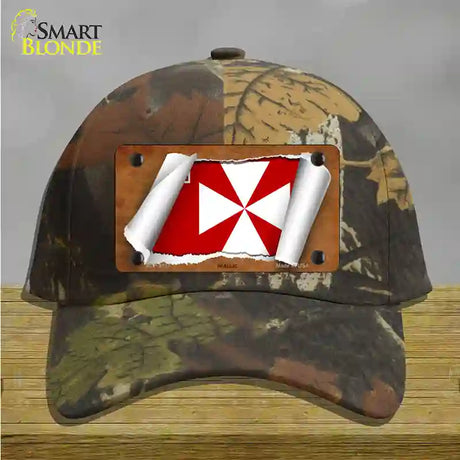 Wallis Flag Scroll Novelty License Plate Hat Cotton / Camoflauge