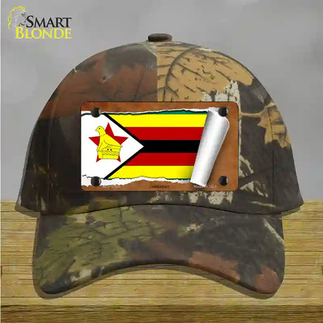 Zimbabwe Flag Scroll Novelty License Plate Hat Cotton / Camoflauge