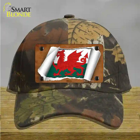 Wales Flag Scroll Novelty License Plate Hat Cotton / Camoflauge