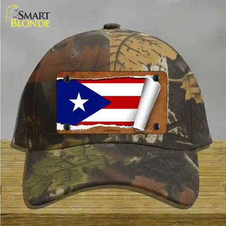 Puerto Rico Flag Scroll Novelty License Plate Hat Cotton / Camoflauge