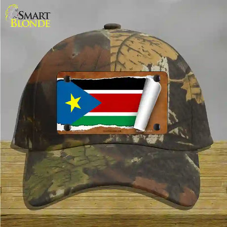 South Sudan Flag Scroll Novelty License Plate Hat Cotton / Camoflauge