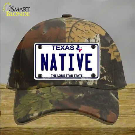 Native Texas White Novelty License Plate Hat Cotton / Camoflauge