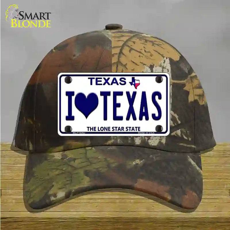 I Love Texas Novelty License Plate Hat Cotton / Camoflauge