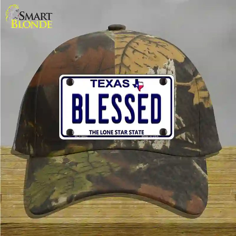 Blessed Texas Novelty License Plate Hat Cotton / Camoflauge