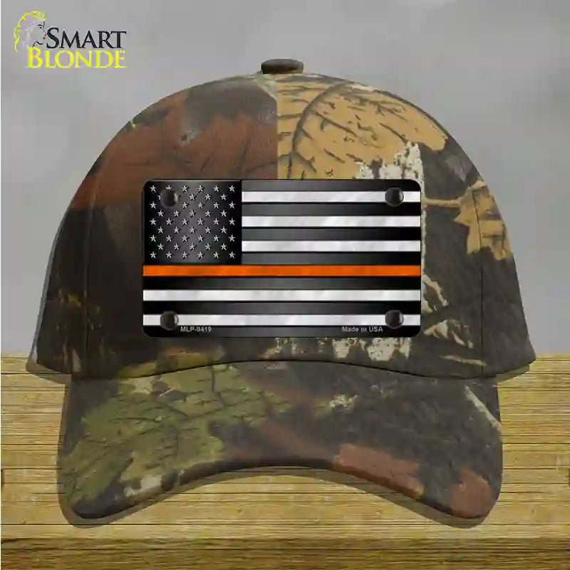 American Flag Thin Orange Line Novelty License Plate Hat Cotton / Camoflauge