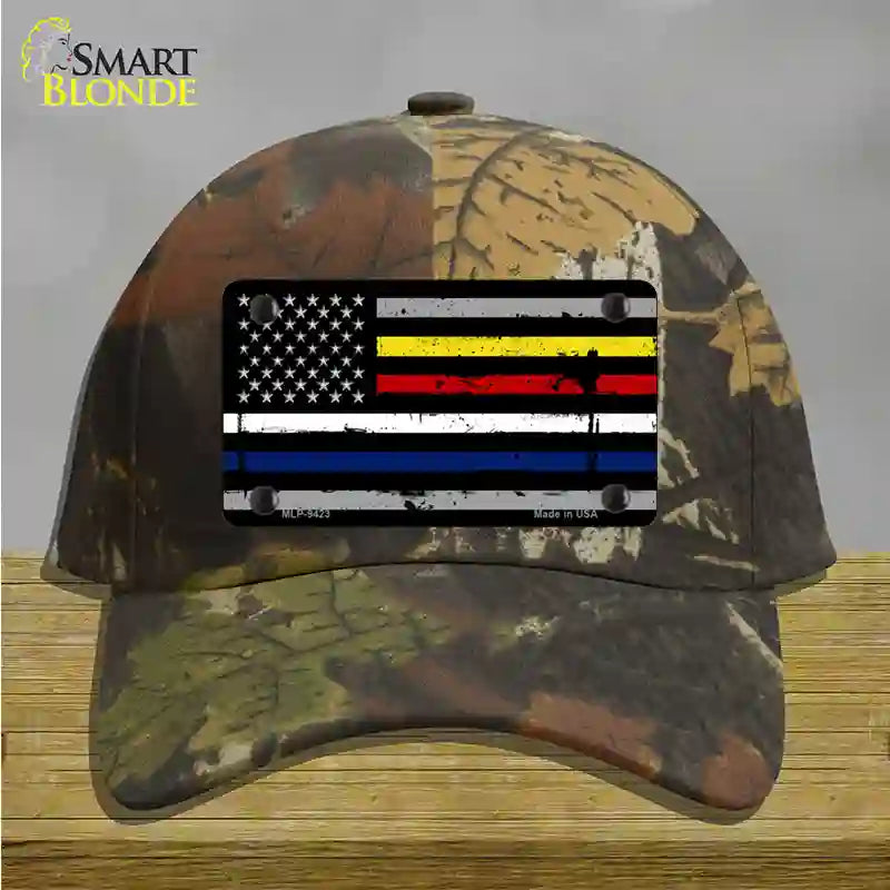 American Flag Police / Fire / EMS Novelty License Plate Hat Cotton / Camoflauge