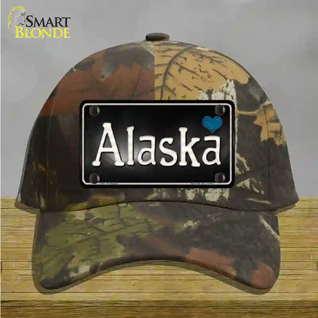 Alaska Flag Script Novelty License Plate Hat Cotton / Camoflauge