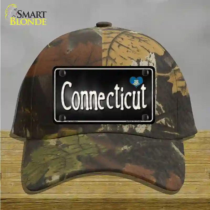 Connecticut Flag Script Novelty License Plate Hat Cotton / Camoflauge