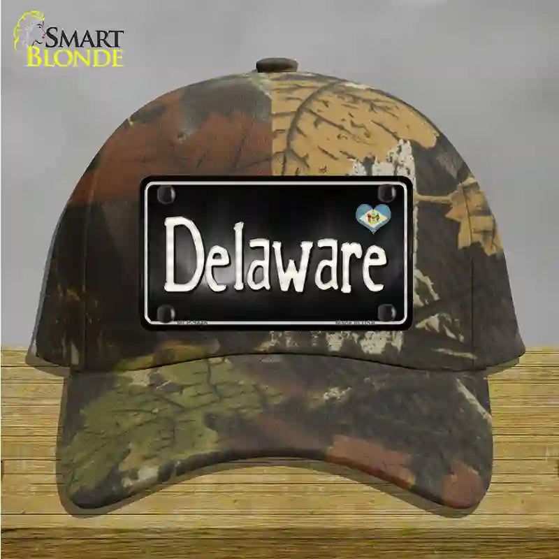 Delaware Flag Script Novelty License Plate Hat Cotton / Camoflauge