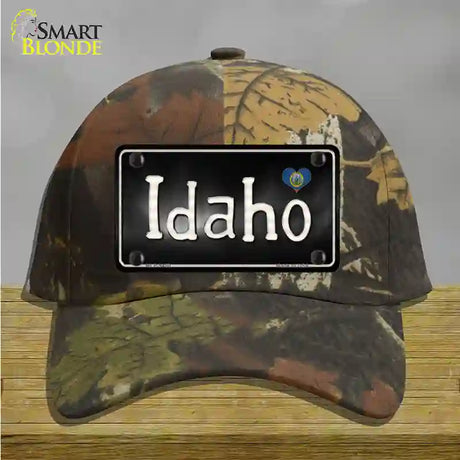 Idaho Flag Script Novelty License Plate Hat Cotton / Camoflauge