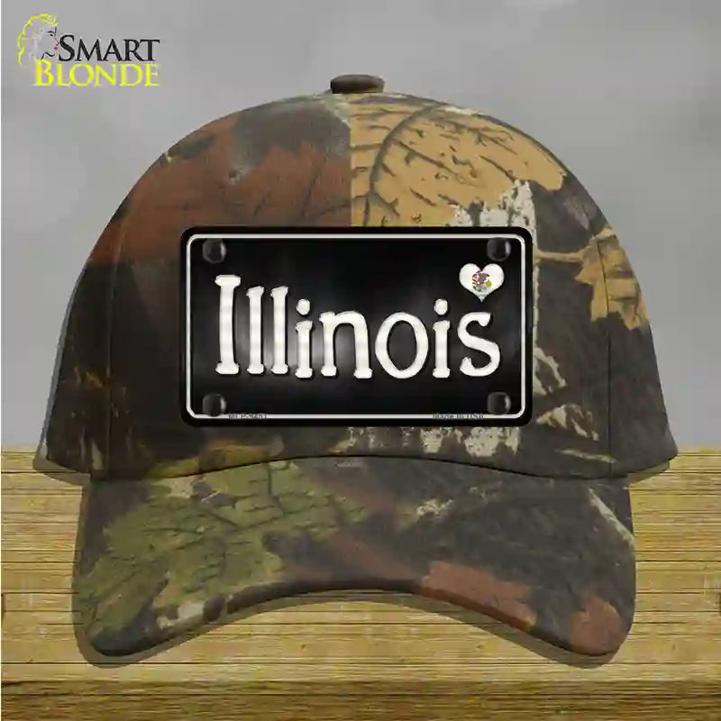 Illinois Flag Script Novelty License Plate Hat Cotton / Camoflauge