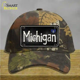 Michigan Flag Script Novelty License Plate Hat Cotton / Camoflauge